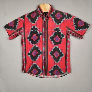 Vintage Roper Shirt Mens Small Aztec Southwestern Short Sleeve Western 90s